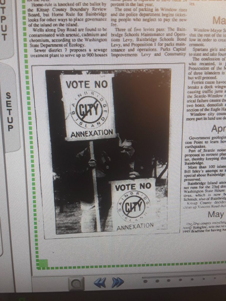 Page of Bainbridge Island being annexed.