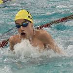 Nicholas Zeller-Singh/Kitsap News Group Photos
Eddie Nakhuda leads Bainbridge to first in the 200-yard medley relay.