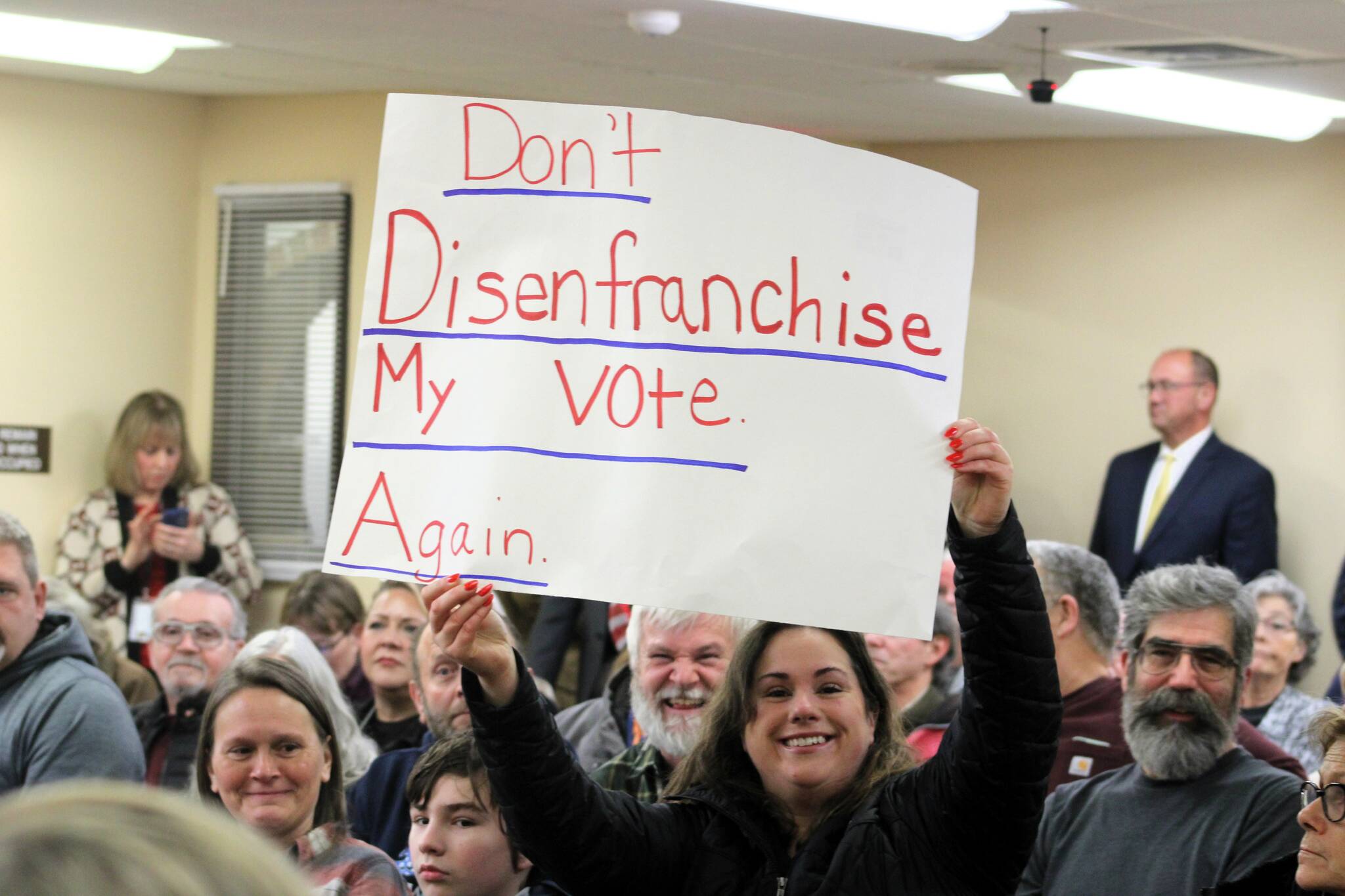 Elisha Meyer/Kitsap News Group Photos
Several signs were brought into the packed Kitsap County courtroom Jan. 16.