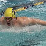 Nicholas Zeller-Singh/Kitsap News Group Photos
Spartan Jason Geddes finishes second in the breaststroke.
