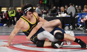 Nicholas Zeller-Singh/Kitsap News Group Photos
Garrett Goade finishes fourth in the 3A 175 bracket at state for Bainbridge.