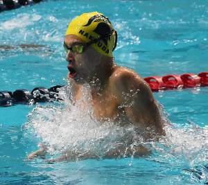 Nicholas Zeller-Singh/Kitsap News Group Photos
Spartan Eddie Nakhuda does the breaststroke for the medley relay team.