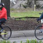 Families ride together during the Chilly Hilly.