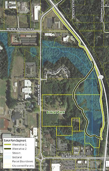 Favored route for STO Trail through Sakai Park.