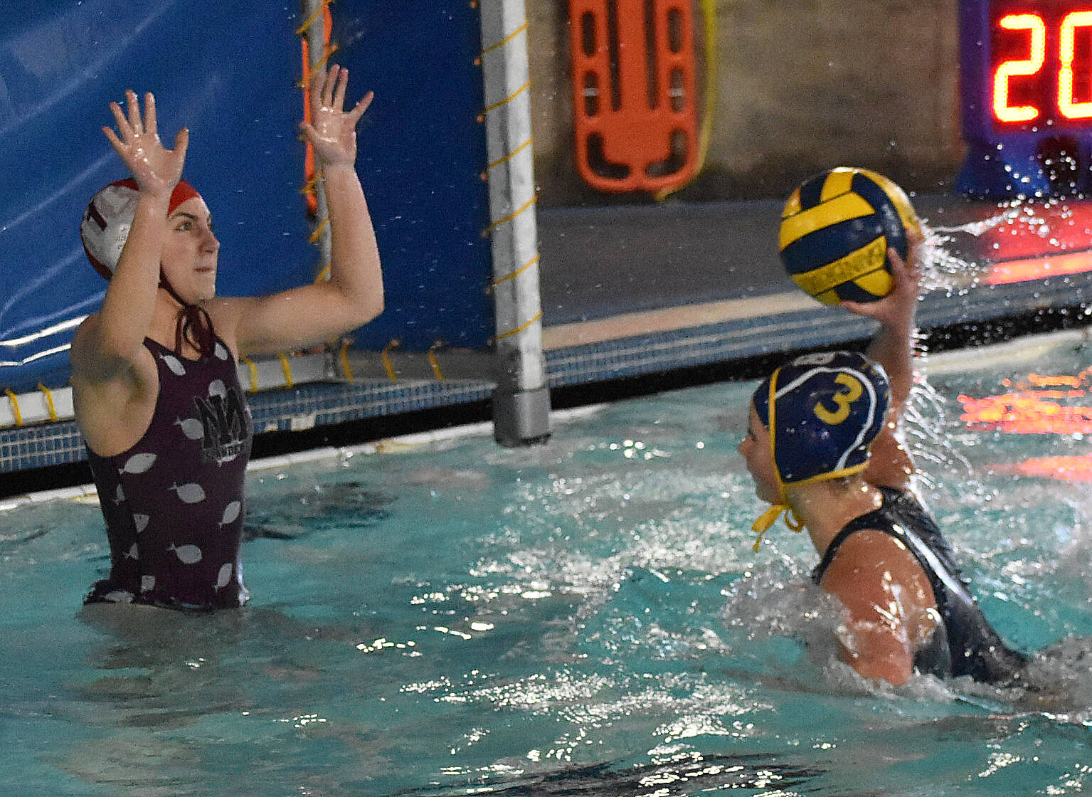 Ilana Gonzales of Bainbridge gets set to fire the ball past the MI goalie.