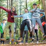 Keith Brofsky, IslandWood courtesy photos
Kids balance on a slackline during an overnight school trip to IslandWood last fall.