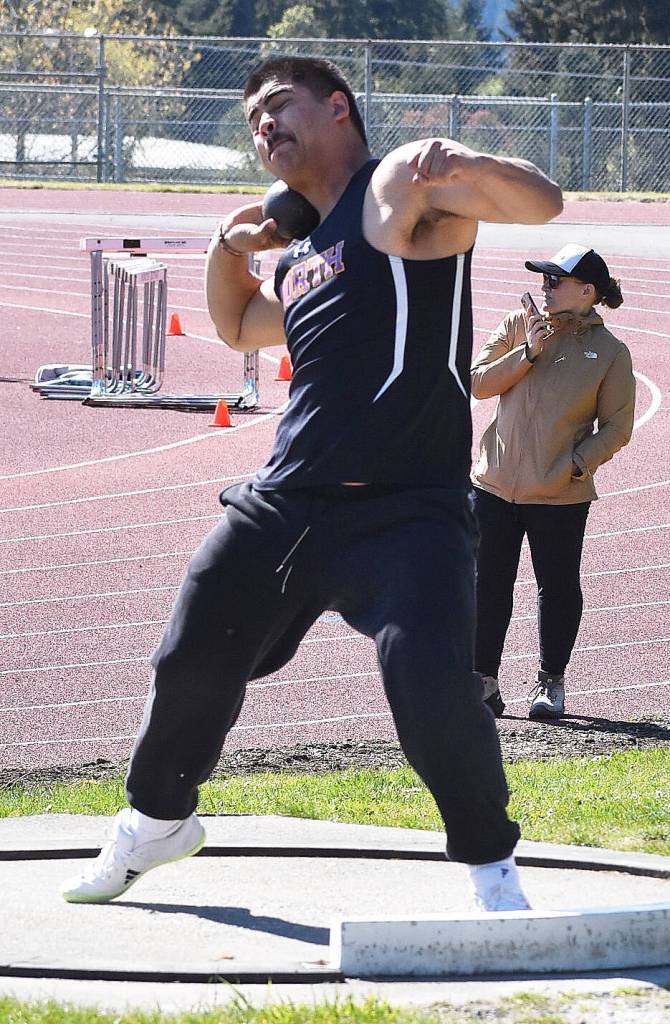 Viking Jesus Mares wins the shot put.