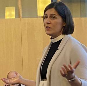 Wendy Tyner courtesy photo
The Rev. Kate E. Wesch talks to the group at Grace Church on Bainbridge Island.
