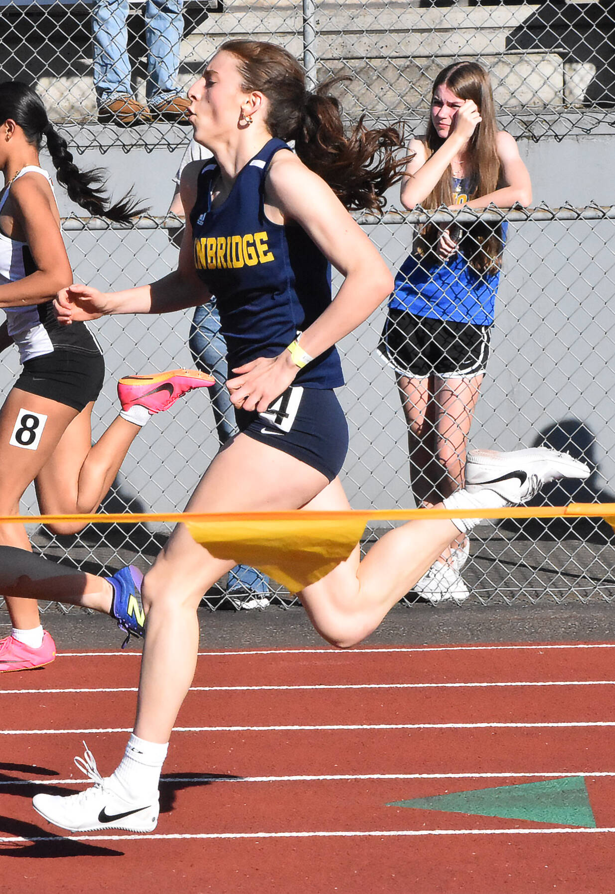 Spartan Cate Torrell competes in the 100 meter.