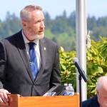 Elisha Meyer/Kitsap News Group photos
Port Orchard police chief Matt Brown speaks to a small group of fellow officers and families during the Law Enforcement Memorial Day ceremony.