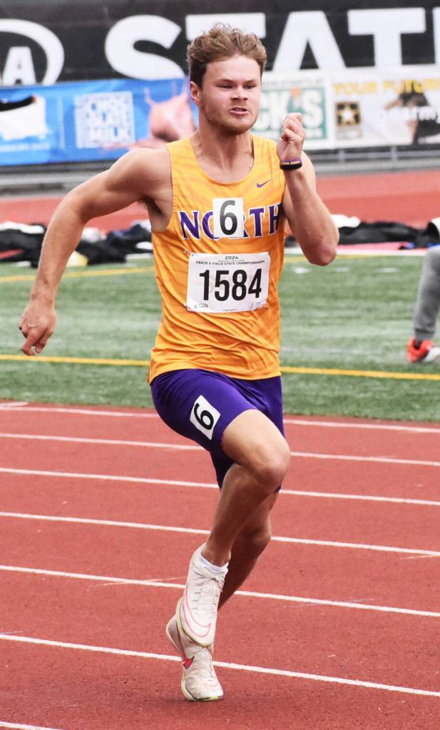 NKs Logan Sloman qualifies for the 100 meter final.