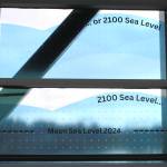 Decals explaining the range of sea level rise that could occur by 2100.