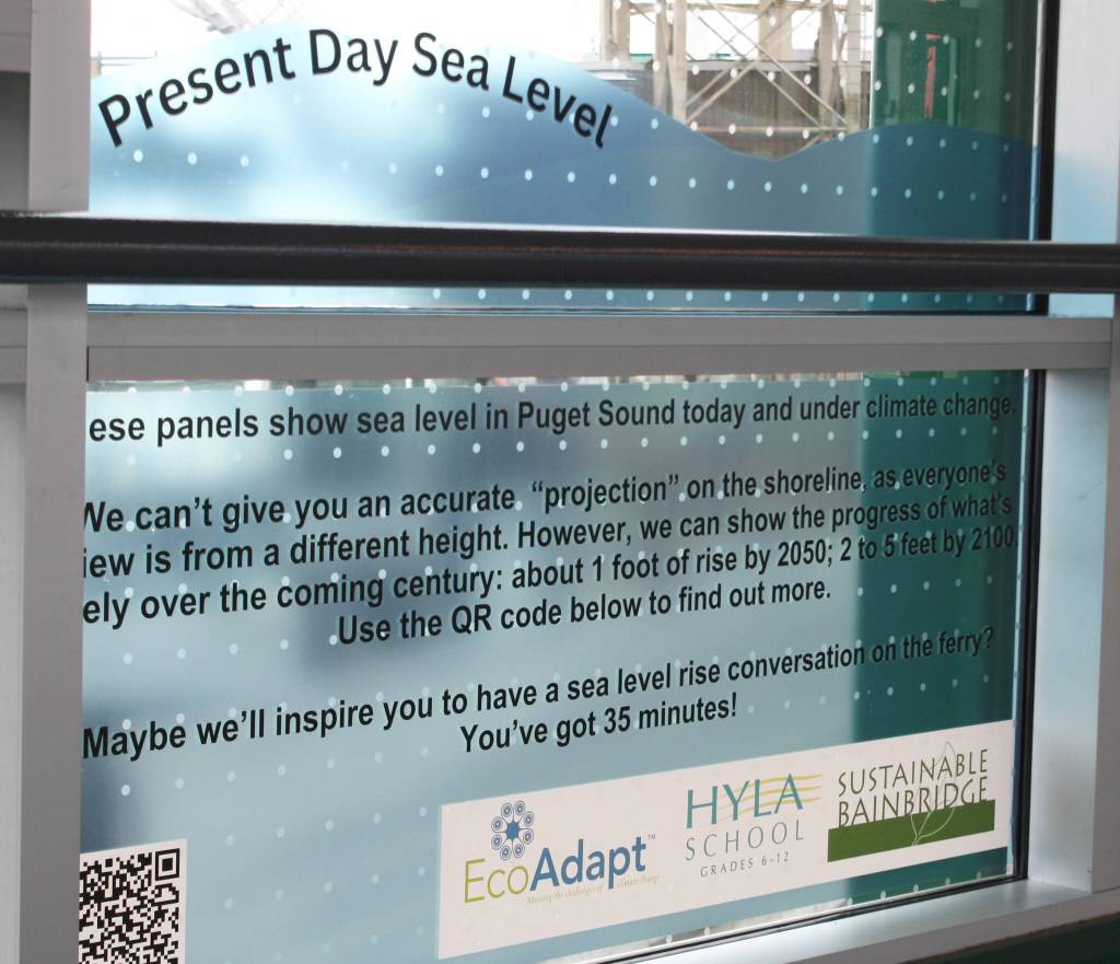 The present-day decal explaining the threats of sea level rise.