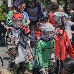 The Bainbridge roller hockey team showed up in full gear  including roller skates.