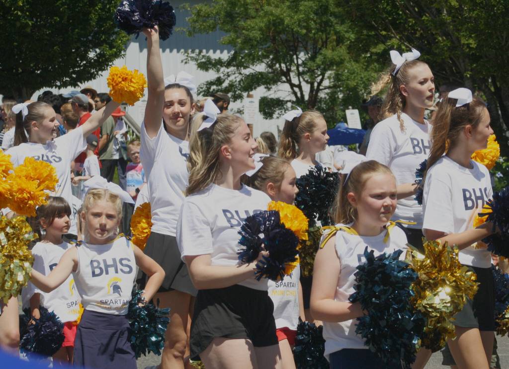 The Bainbridge High School cheerleading team led about a dozen youth sports teams and clubs in the parade.