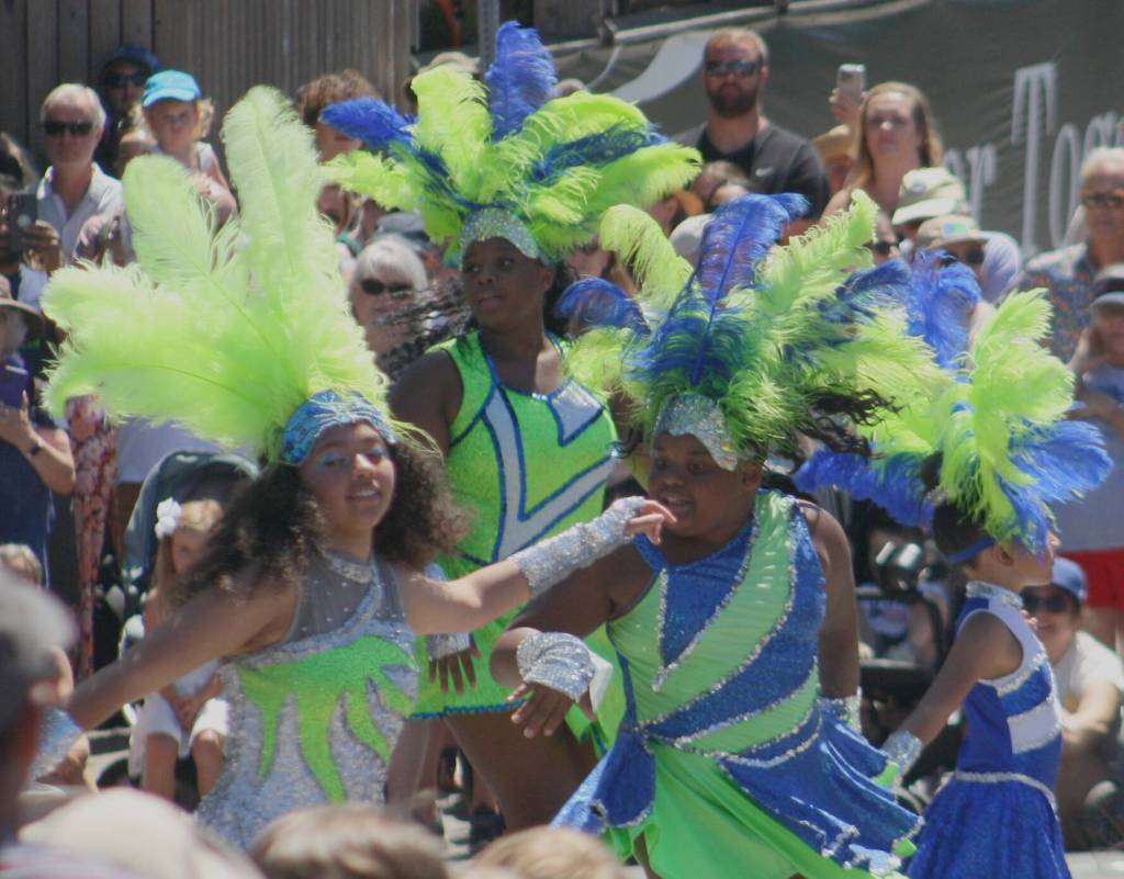 The Bainbridge drill team showed off their moves and outfits with a dance at the corner of Winslow and Madison.