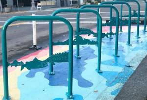 COBI courtesy images
A bike corral with public art.