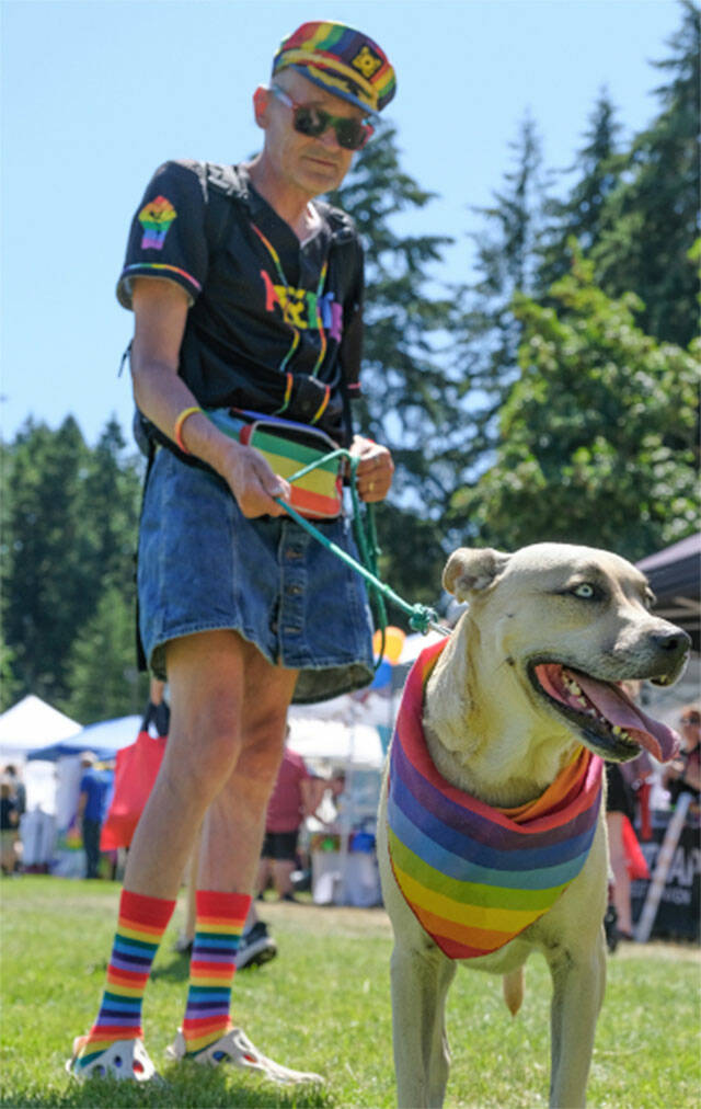 Roscoe and his owner were out in full force at the Kitsap Pride Festival.