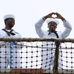 Kyzer Jones, right, from Texas sends a heartfelt message from the USS Ronald Reagan.