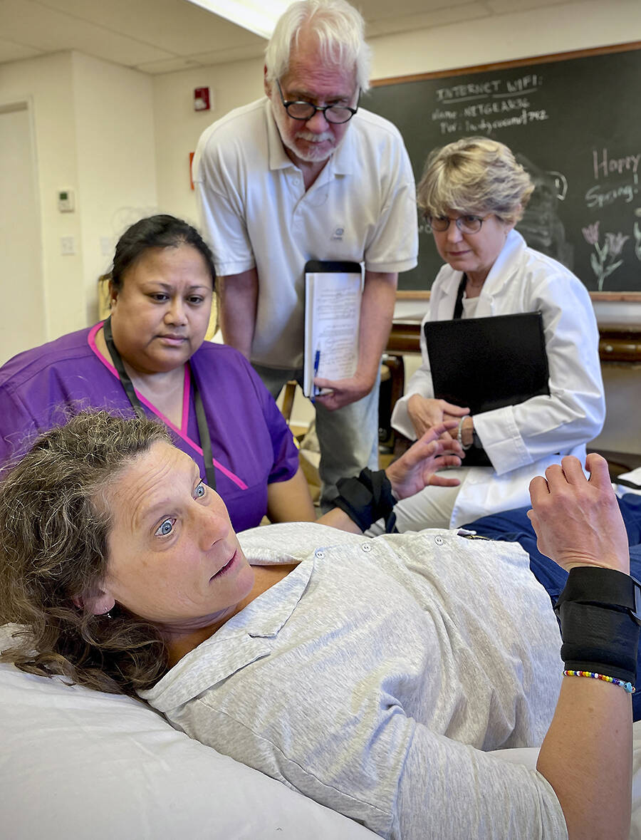 The cast of On the Gurney rehearses for this years festival.