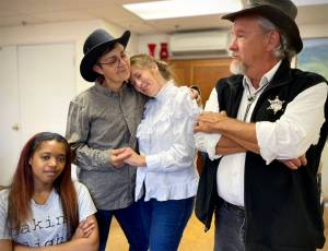 Island Theatre courtesy photos
The cast of Damn Ye Jack Slade rehearses for the festival.