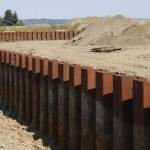 The failing sheet metal wall at the Wyckoff Superfund Site, replacement of which is slated to begin by early 2025.