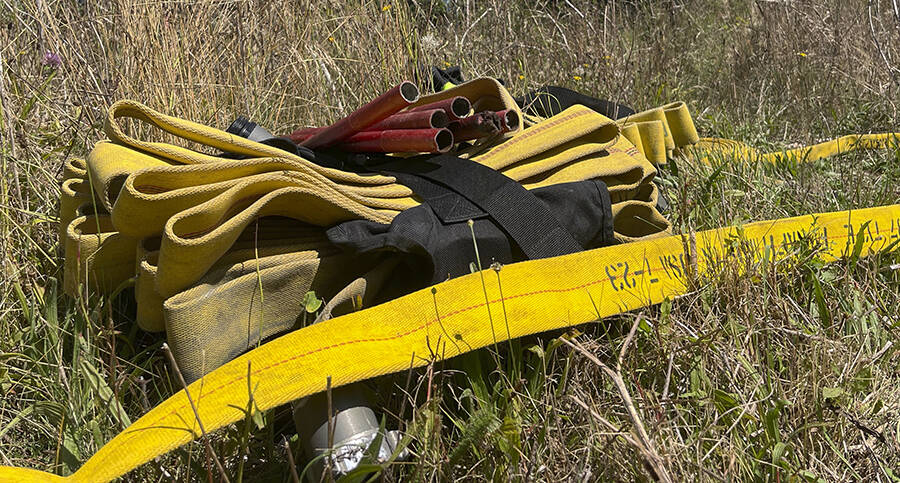 BIFD gear, including hoses, at the burn site.