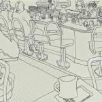 Clarks drawing of the busy diner.