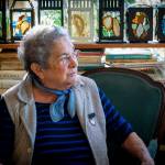 Clark courtesy photos
Irene Clark with her stained glass candle lanterns, which she makes with sea glass.