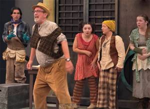 Matt Longmire courtesy photos
Cast of Urinetown rehearses the play for its Bainbridge show.
