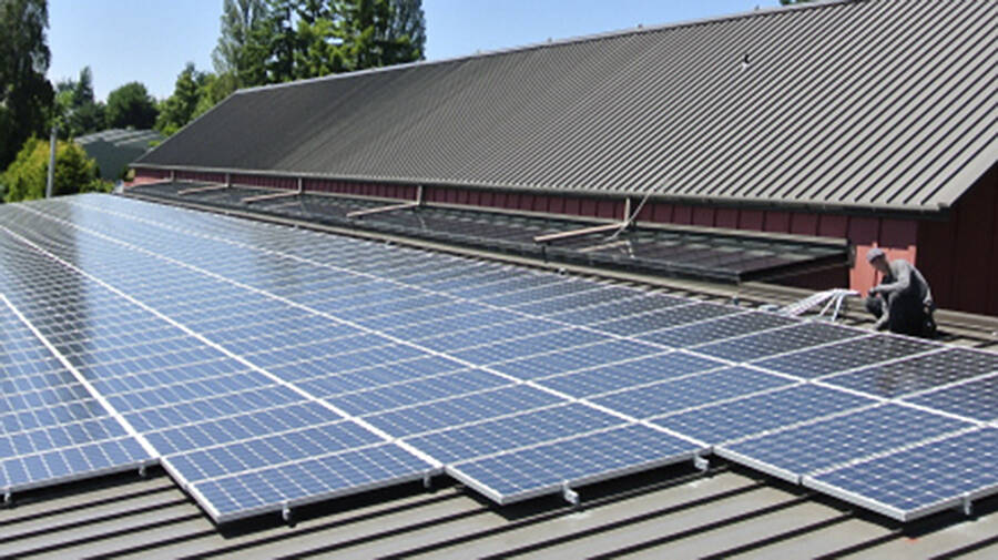 COBI courtesy photo
The solar system atop City Hall is all locally made panels and covers about 20% of the buildings energy needs each year.