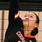 CK sophomore Ellie Smith connects for a spike against the Lincoln Abes.