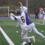 Paxton Malloy (6) knocks a pass away just as it was about to be caught in the second quarter of the game at Anacortes.