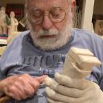 Bob Pedersen loved to carve Santas for Christmas House.