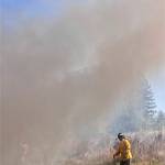 A BP drone monitors a controlled burn by the BI fire department.