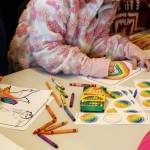 Art supplies and peace-related coloring pages helped youth share their message and hopes for the future.