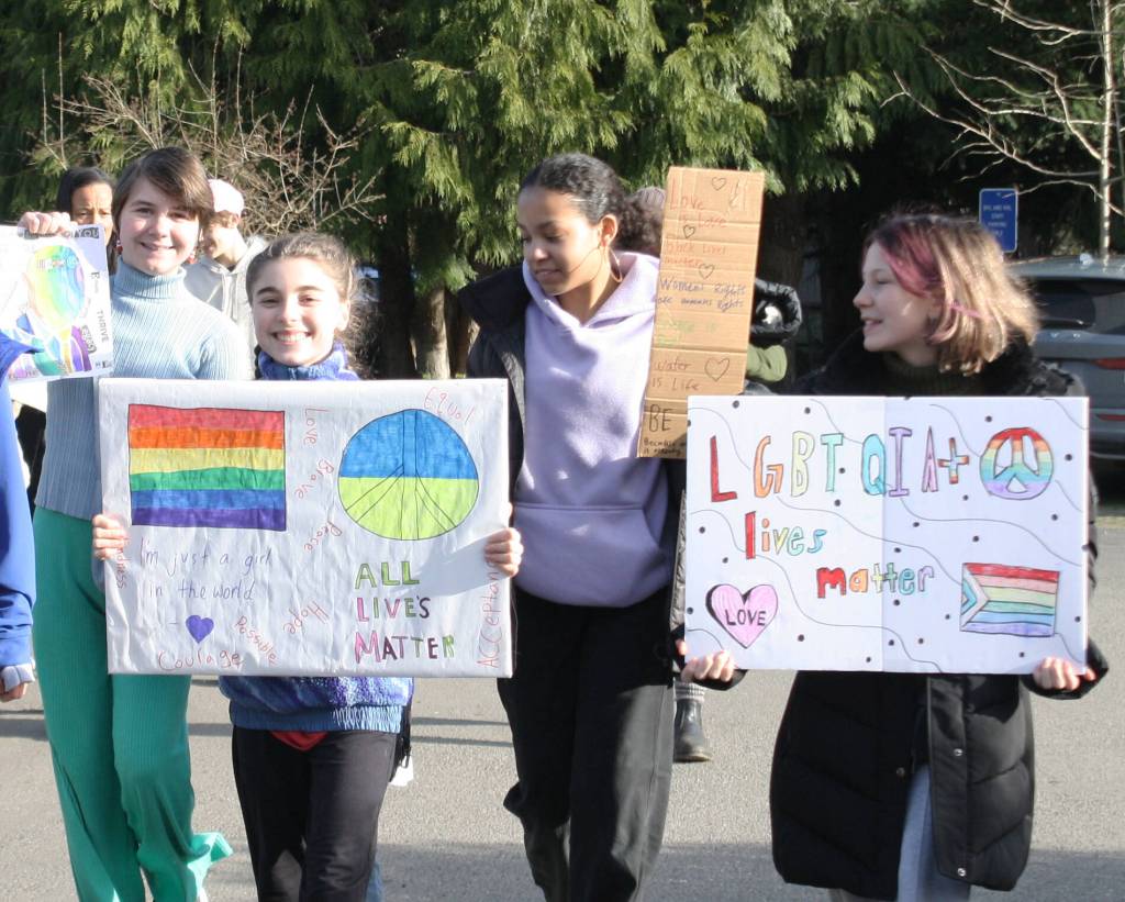 Cold or no, youth began their march from the library to Winslow.