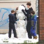 Snow stuck around long enough to be built into snowmen.