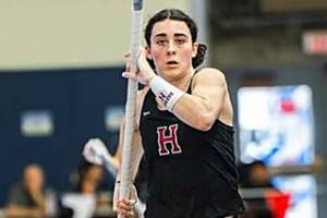 Harvard University courtesy photo
Bainbridge High School alum Ella McRitchie won the Ivy League Championship in womens pole vault for Harvard University March 1, setting a new collegiate career best of 14 feet, 3.5 inches.