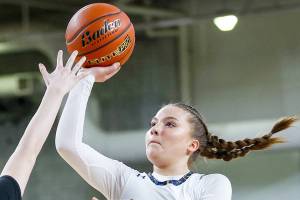 Daniel Phipps courtesy photos
Spartan Bella Ramirez puts up a shot against Woodland in the second round of the 2A girls state basketball tournament in Yakima March 5.
