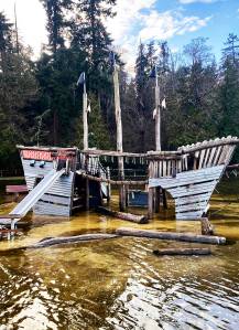 File photos
The pirate ship sits in water at Fay Bainbridge Park.
