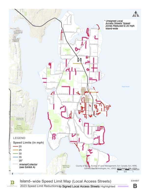 COBI courtesy map
2023 Bainbridge Island speed limits.