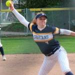 Spartan starting pitcher Rollins Anderson winds up a pitch in a Bainbridge loss to Kingston March 31.