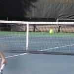 Bremertons Kali Liu serves to Spartan Serena Henshaw during their match April 4 at Bainbridge High School.