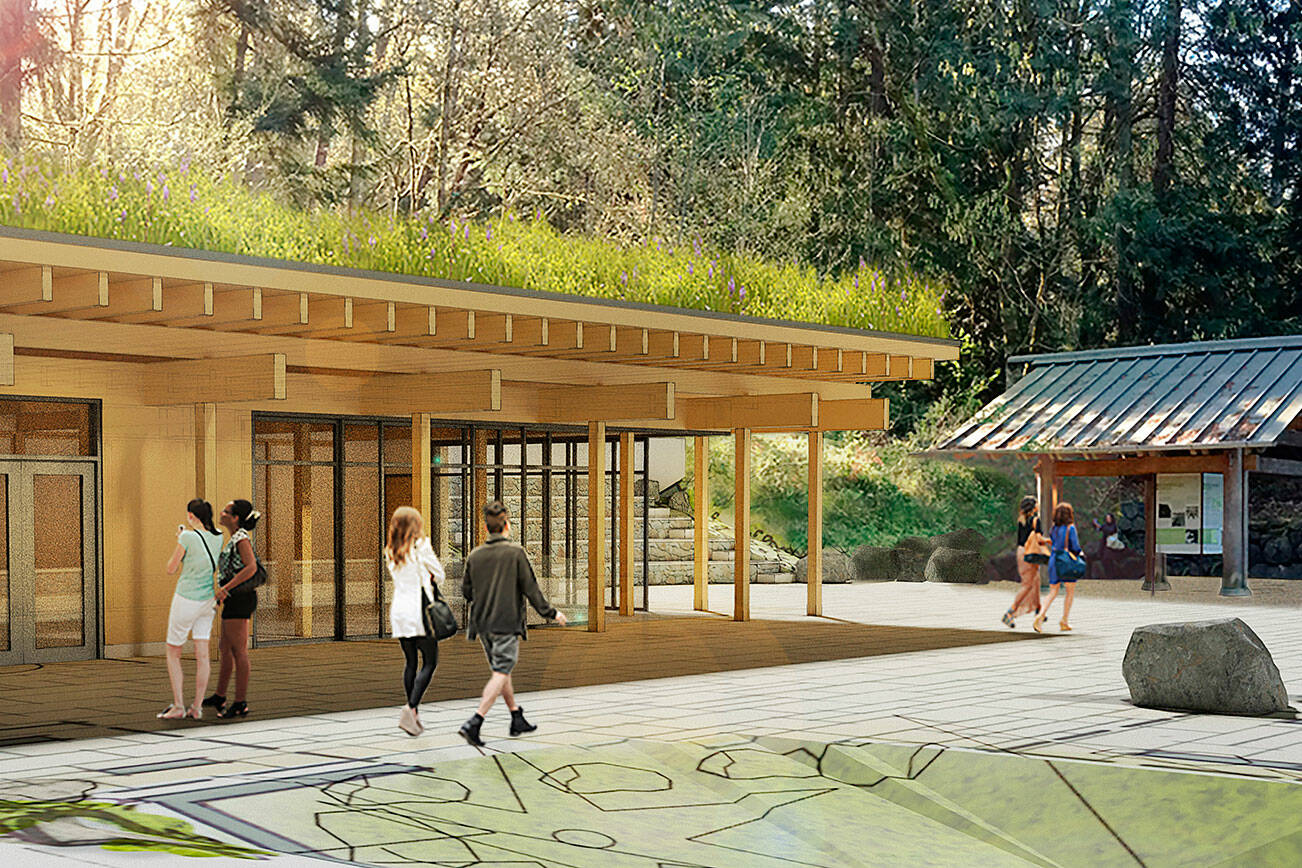 The perspective from the entry of the Visitor Center.