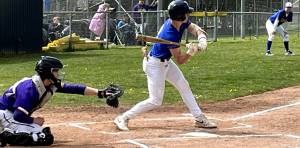 Luke Caputo/Kitsap News Group photos
Spartan Trey Thompson at the plate in a 6-5 Bainbridge home win over the Issaquah Eagles April 12.