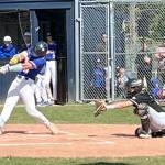 Luke Caputo/Kitsap News Group photos
Spartan Duncan Bos hits an incoming pitch in a 13-7 loss to the Jackson Timberwolves April 26 at Bainbridge High School.