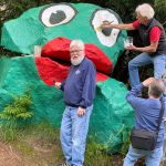 Denise Stoughton courtesy photos
Bob Green, center, poses with Frog Rock before beginning a touch-up paint job.