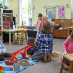 Molly Hetherwick/Kitsap News Group photos
Students Arthur Simpson (left) and two friends at Leaps and Bounds Montessori Preschool play together during project time.