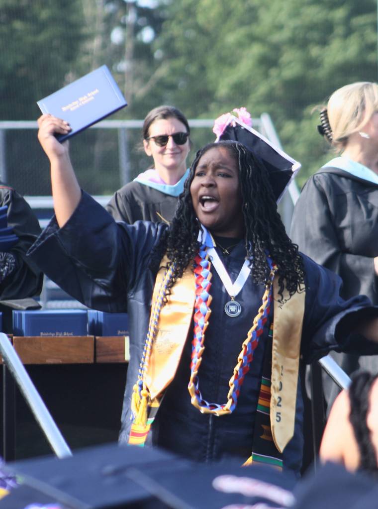 Aiyanna Clark celebrates receiving her diploma.